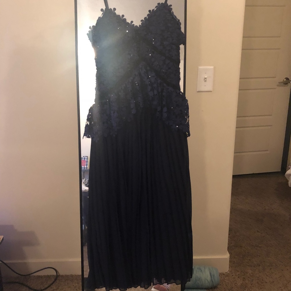 Self Portrait style dress navy blue with lace